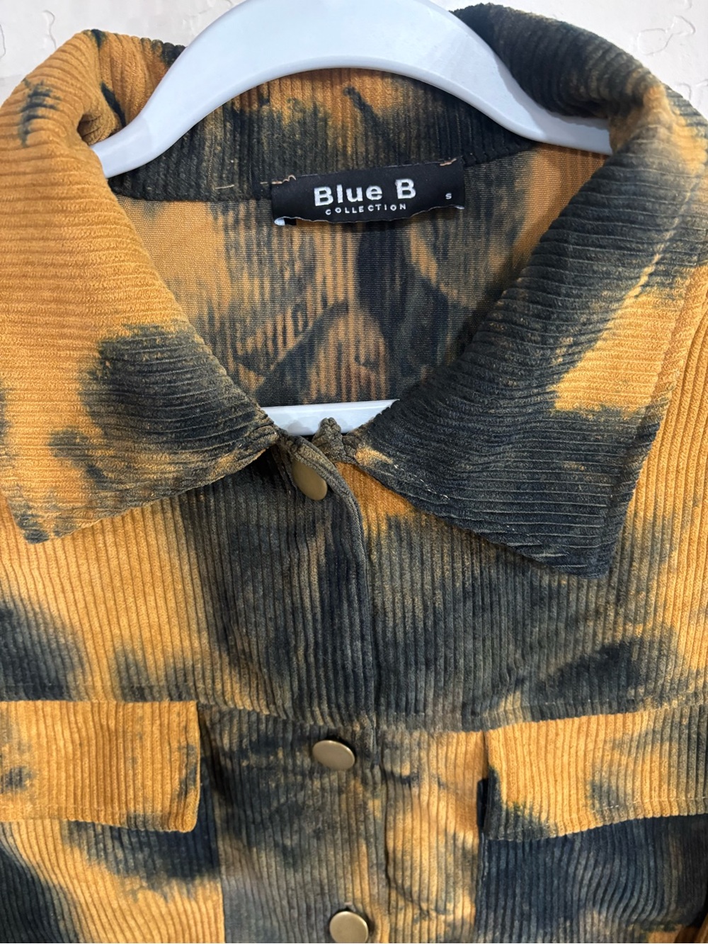 Women’s western Tie-Dye Corduroy Jean Jacket - Yellow & Black - Picture 3 of 4